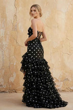 Matilda Black and White Polka Dot Tiered Ruffle Dress