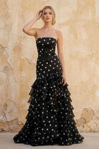 Matilda Black and White Polka Dot Tiered Ruffle Dress