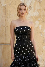 Matilda Black and White Polka Dot Tiered Ruffle Dress