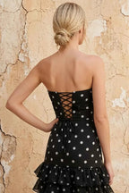 Matilda Black and White Polka Dot Tiered Ruffle Dress