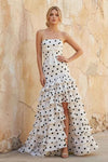 Matilda White and Black Polka Dot Tiered Ruffle Dress
