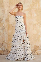 Matilda White and Black Polka Dot Tiered Ruffle Dress