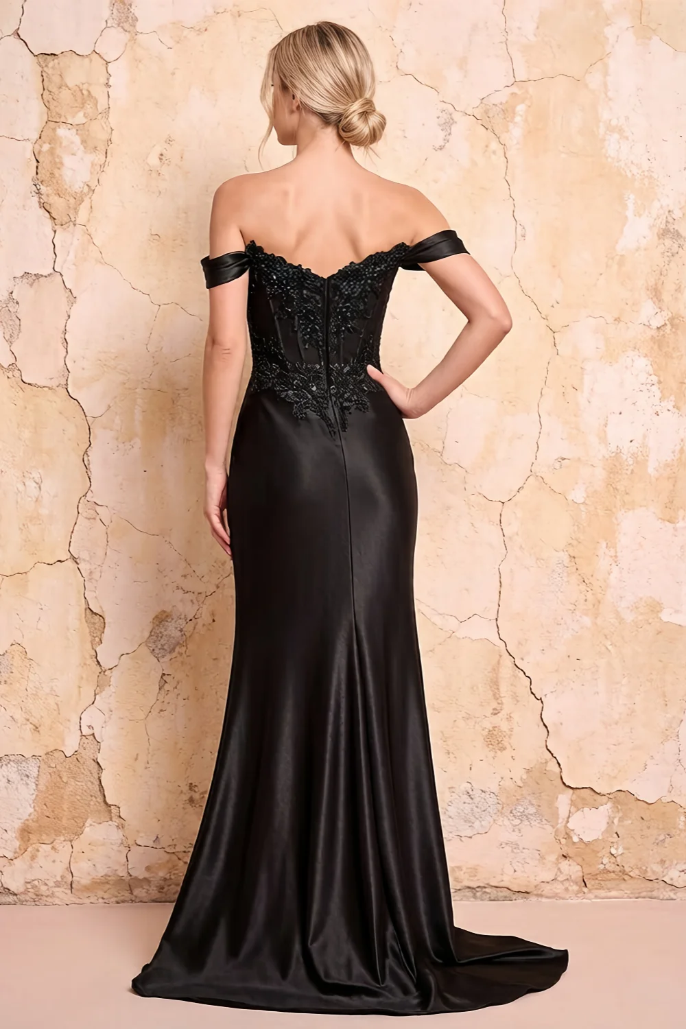 Megan Sparkly Black Off the Shoulder Maxi Dress