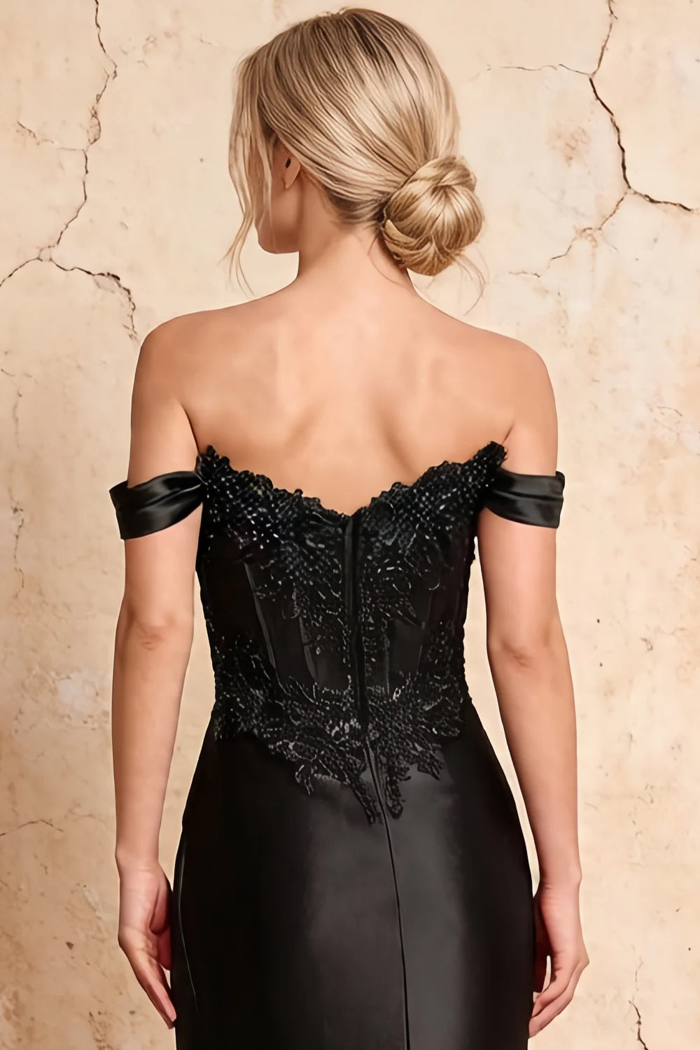 Megan Sparkly Black Off the Shoulder Maxi Dress