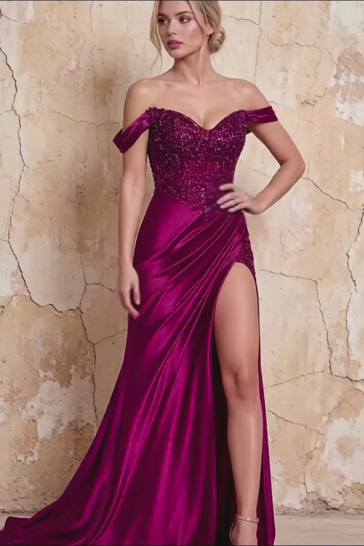 Megan Sparkly Burgundy Off the Shoulder Maxi Dress