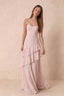 Rosalie Blush Chiffon Tiered Ruffle Sweetheart Maxi Dress