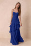 Rosalie Royal Blue Chiffon Tiered Ruffle Sweetheart Maxi Dress