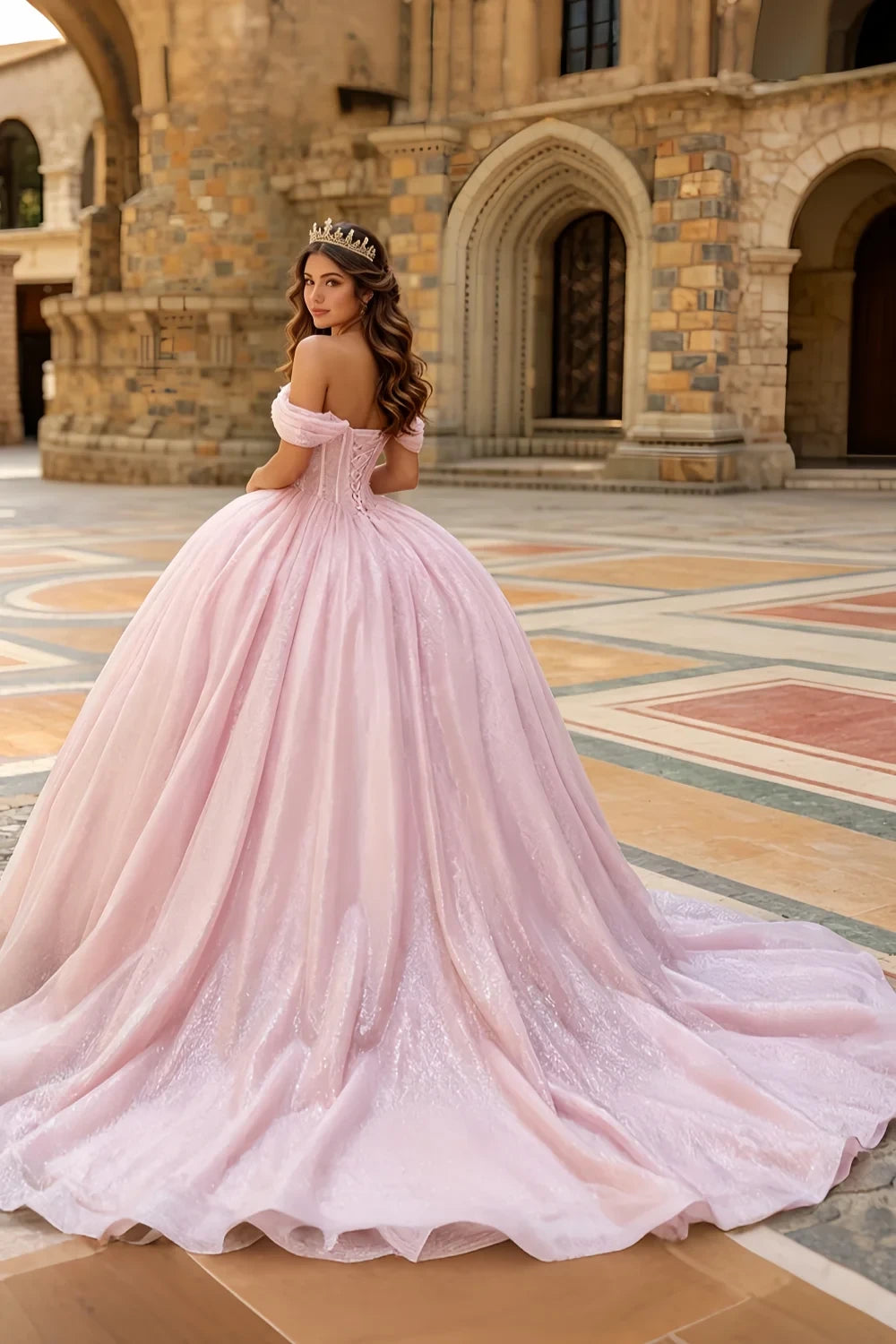 Pink Rhinestone Quinceanera Dress - Zara Ball Gown