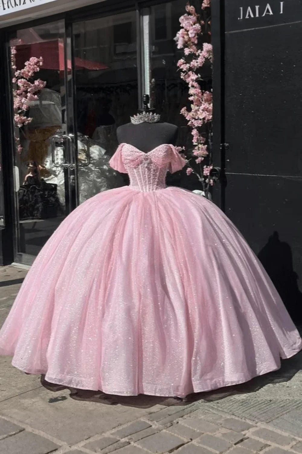 Pink Rhinestone Quinceanera Dress - Zara Ball Gown