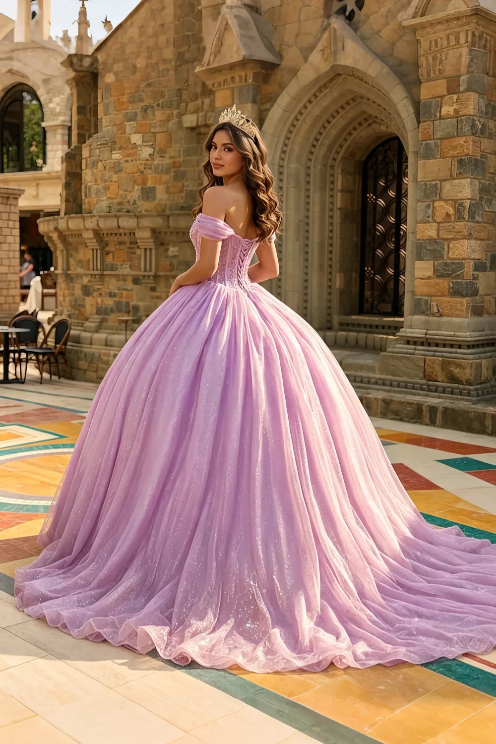 Zara Purple Rhinestone Quinceanera Dresses | Lilac Ball Gown
